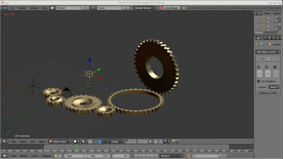 Animar fácil e continuamente objetos em Blender com Constraints