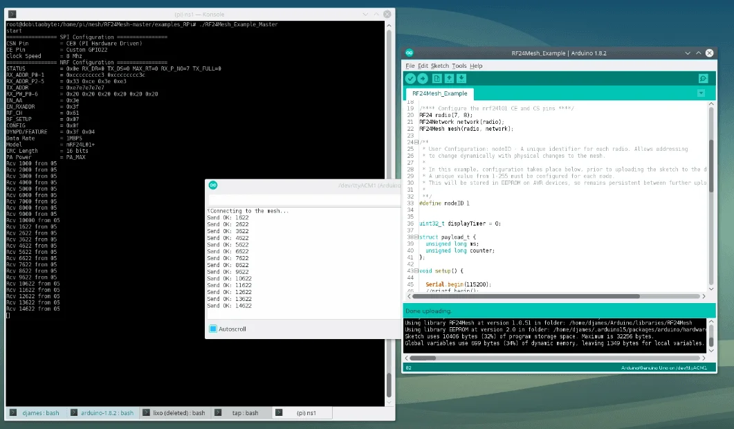 Rede mesh com Arduino e Raspberry usando NRF24L01